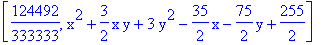 [124492/333333, x^2+3/2*x*y+3*y^2-35/2*x-75/2*y+255/2]